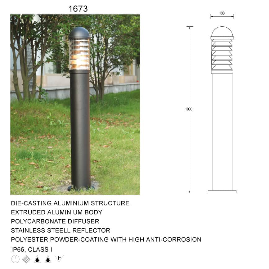1673 Bollard Light, outdoor dimensions