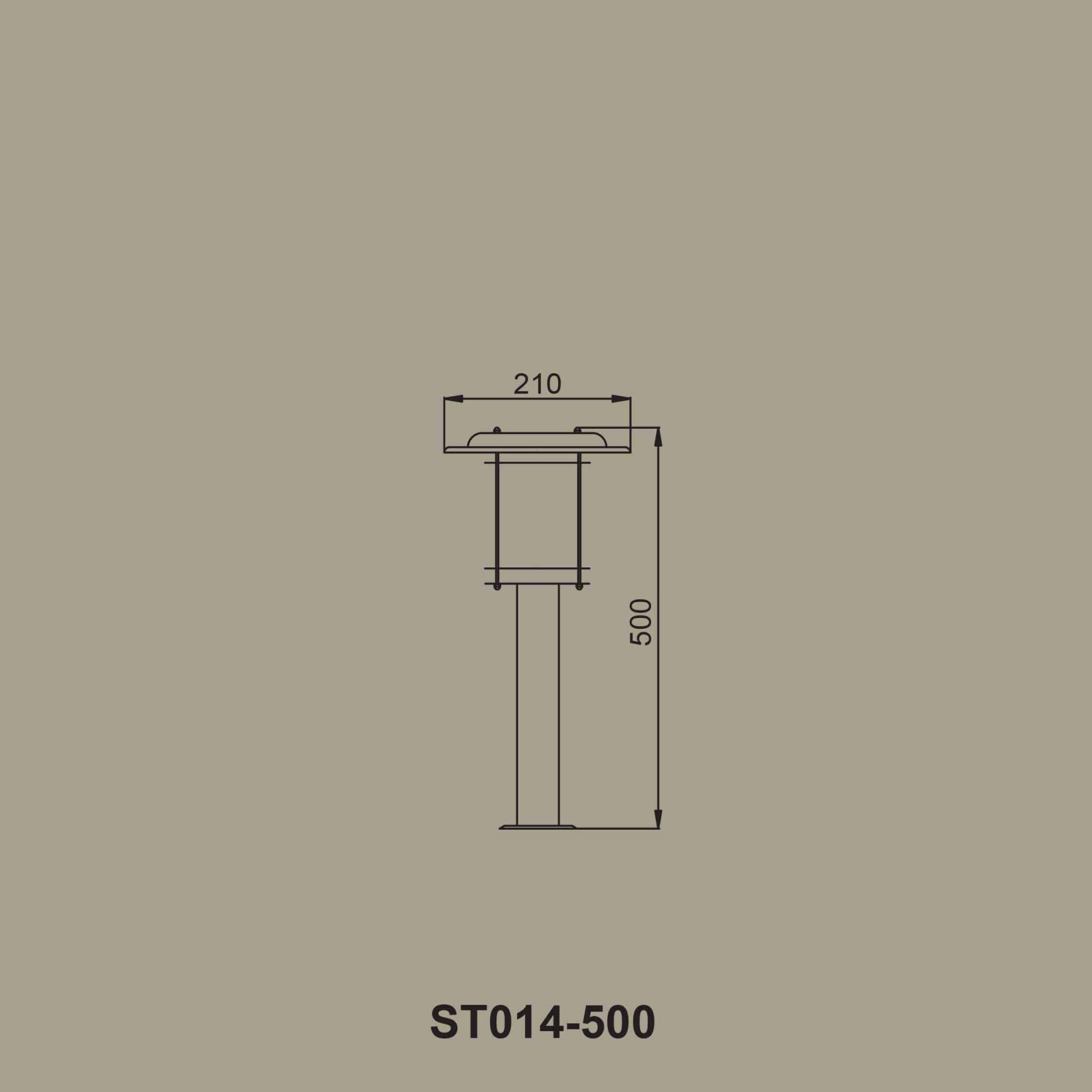 1xLight Ulzio Bollard 500MM Drawing