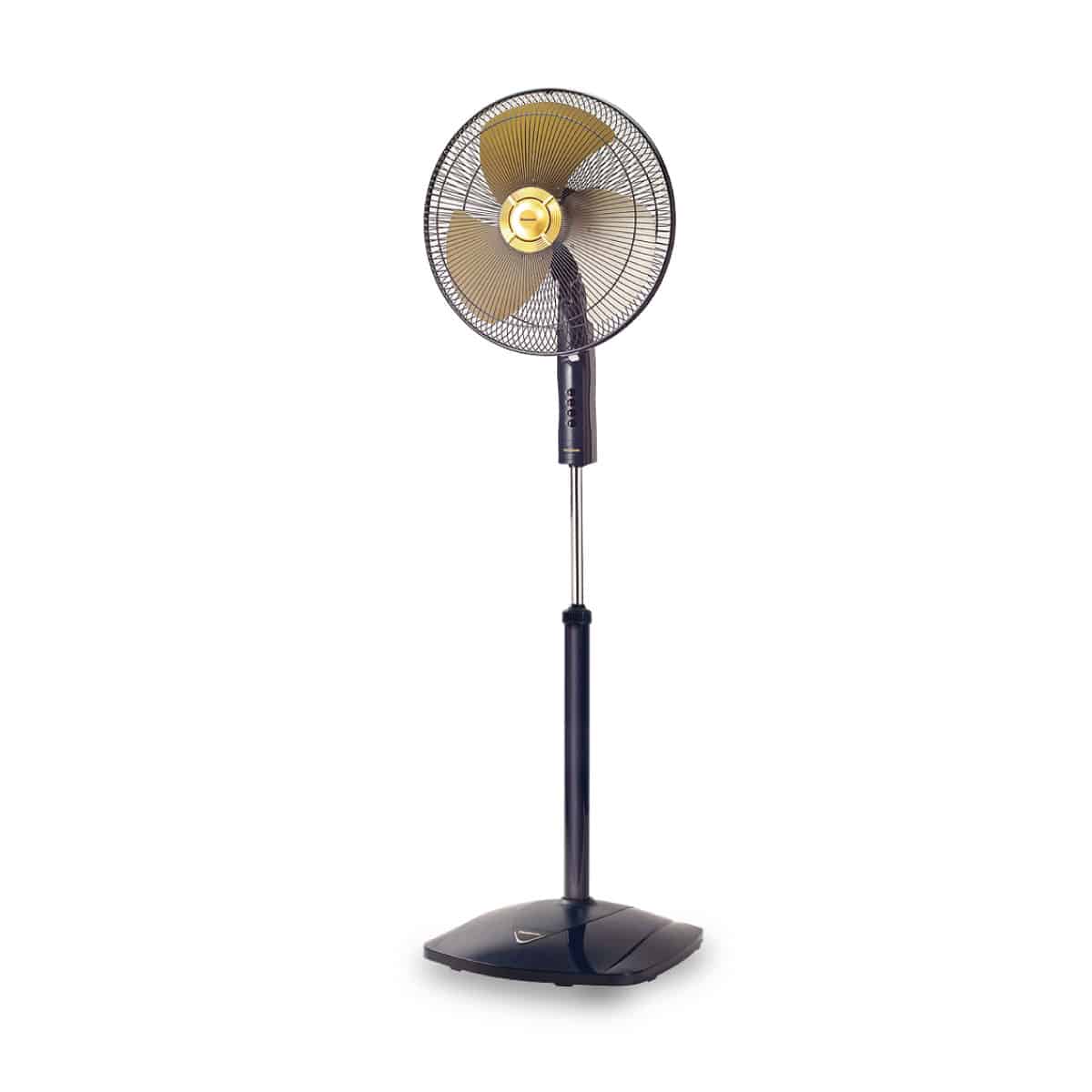 Pedestal Fan: 3-speed and Off by Push-Button Switch Height Adjustable: 126cm -151cm (49.50” -59.50”) Metal Blade Safety Design based on IEC Standard