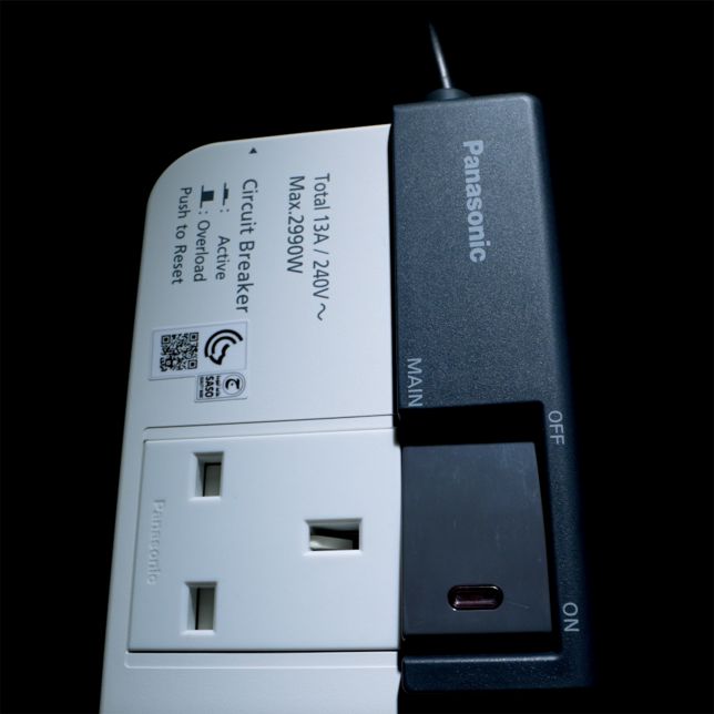 Panasonic extension cable socket equipped with safety shutter and power switch