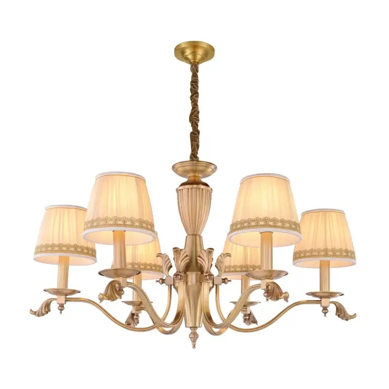 Traditional vintage lampshade chandelier, 800mm, with 6 lampshades