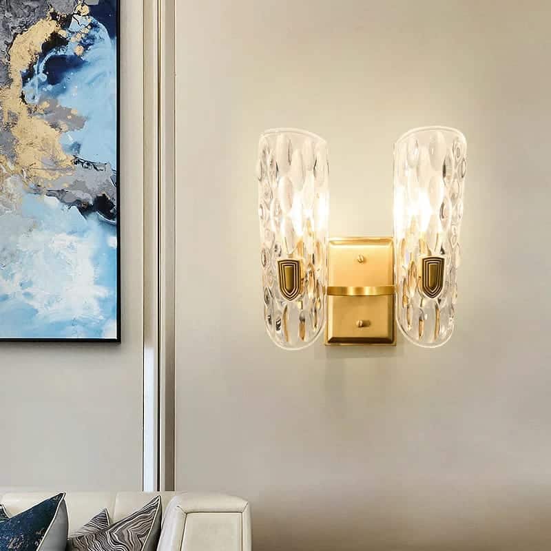 2 x Water Pattern Glass Wall Light