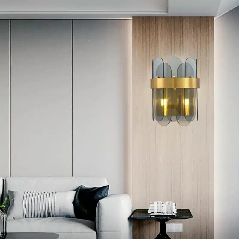 6060-2-1 Modern Luxury Smoke Grey Glass Wall Lamp-6060-2