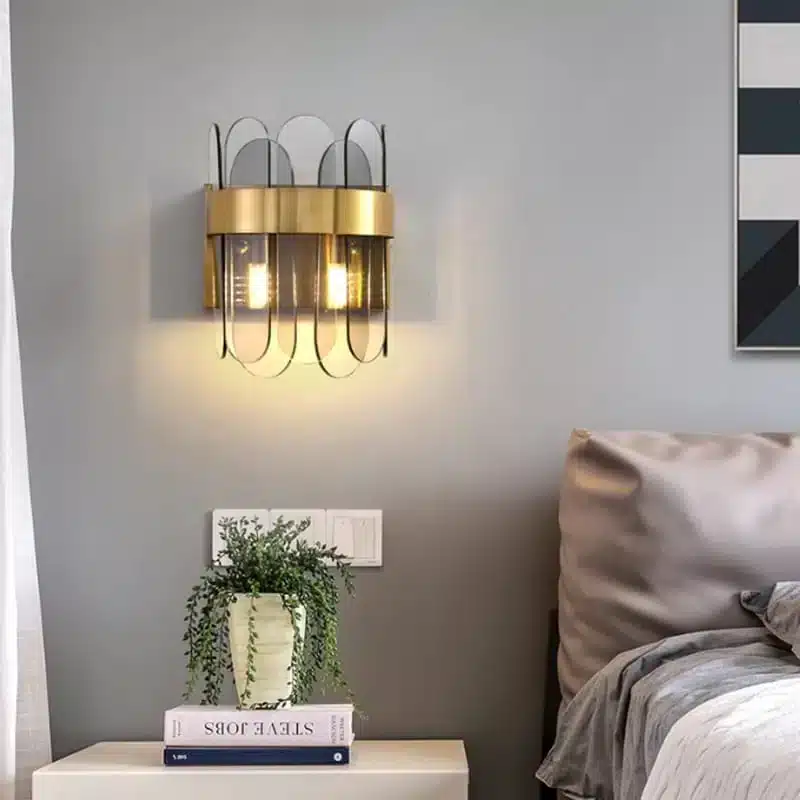 6060-2-3 Modern Luxury Smoke Grey Glass Wall Lamp-6060-2