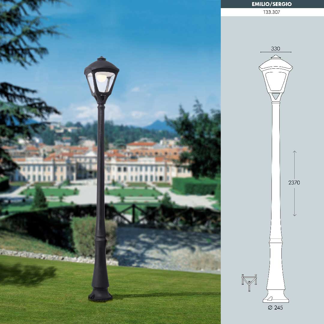 Emilio Sergio 1L post Light from Fumagalli for Street Lighting and Garden Lighting