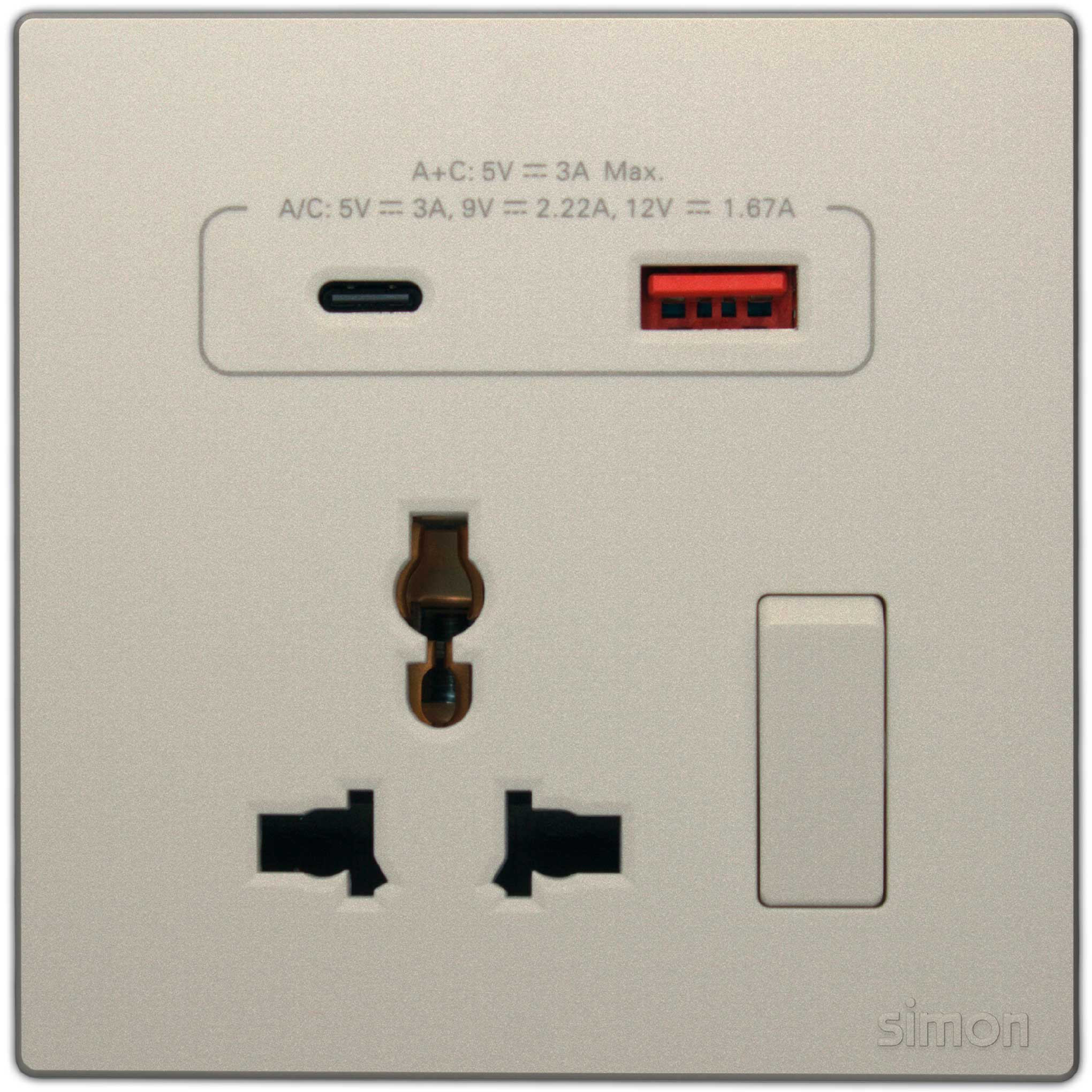Multi Socket Switched with USB A+C Chargers M3-Color-46
