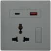 Multi Socket Switched with USB A+C Chargers M3-Color -6K