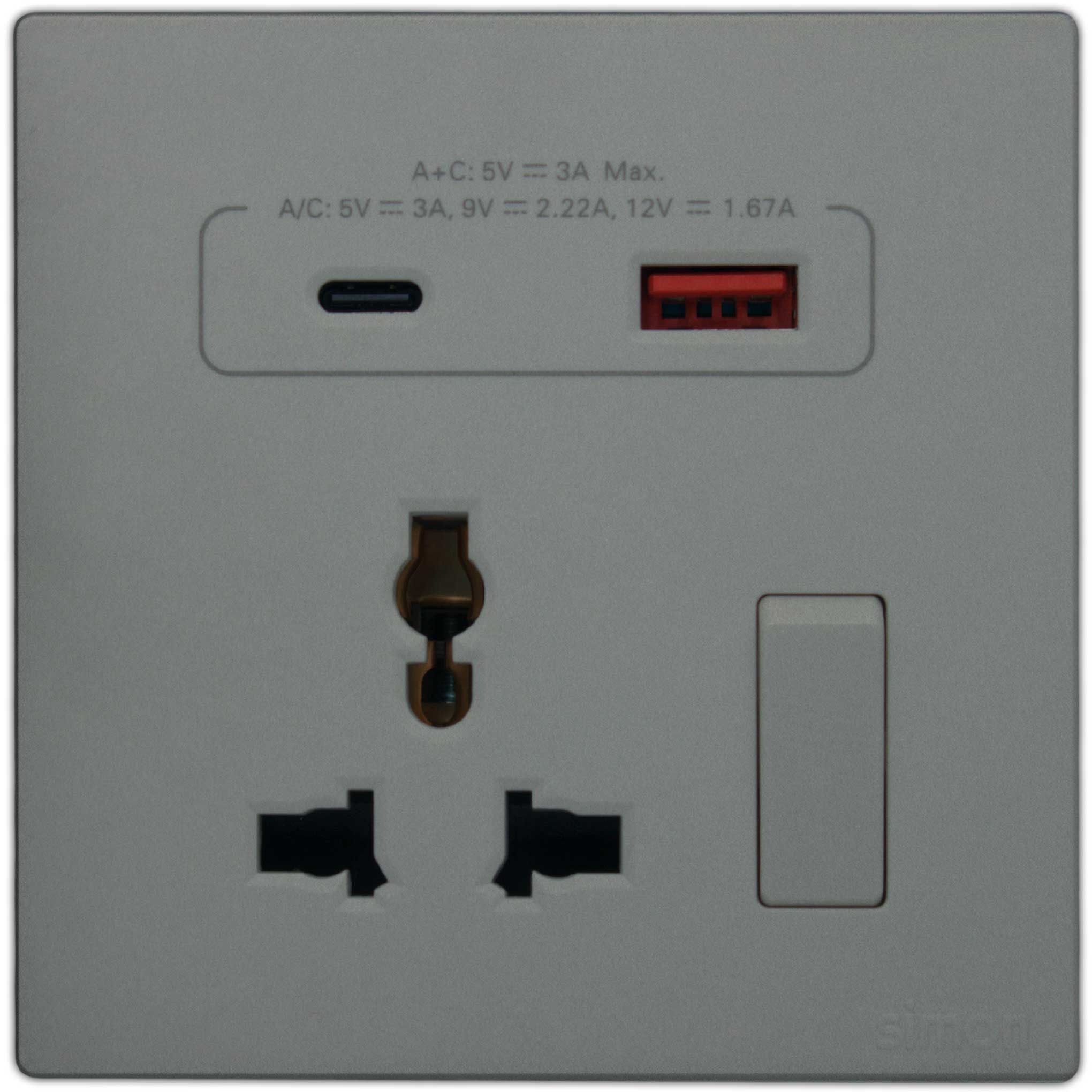 Multi Socket Switched with USB A+C Chargers M3-Color -6K