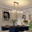 Modern Luxury Water Pattern Glass Oval Chandelier