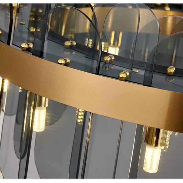 Smoke Grey Glass Oval Chandelier-6060