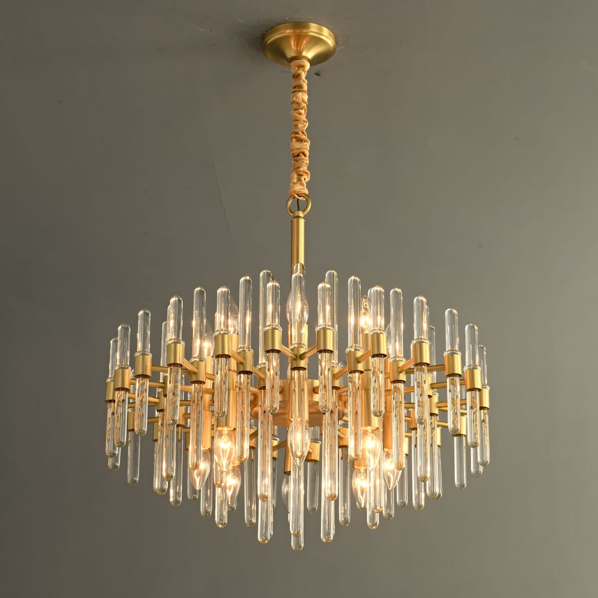 Crystal Glass Rod Chandeliers-6307-6B