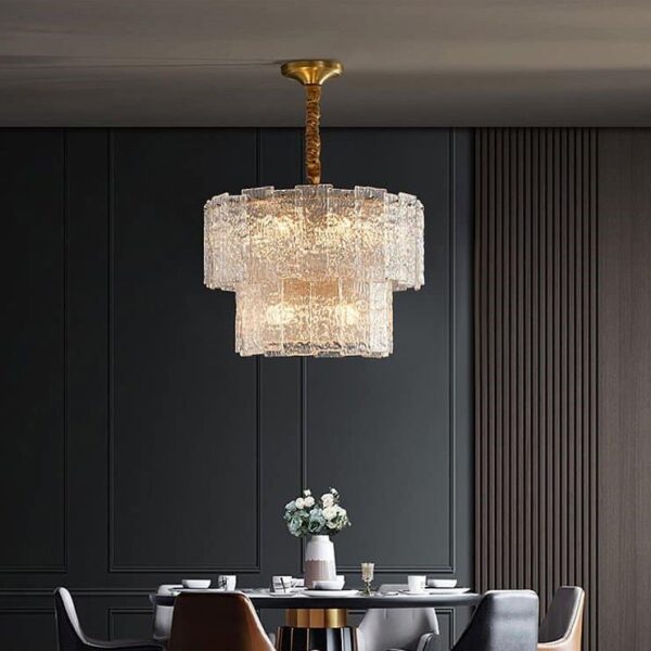 Modern ICECUBE Pattern Glass Chandelier-6315-6