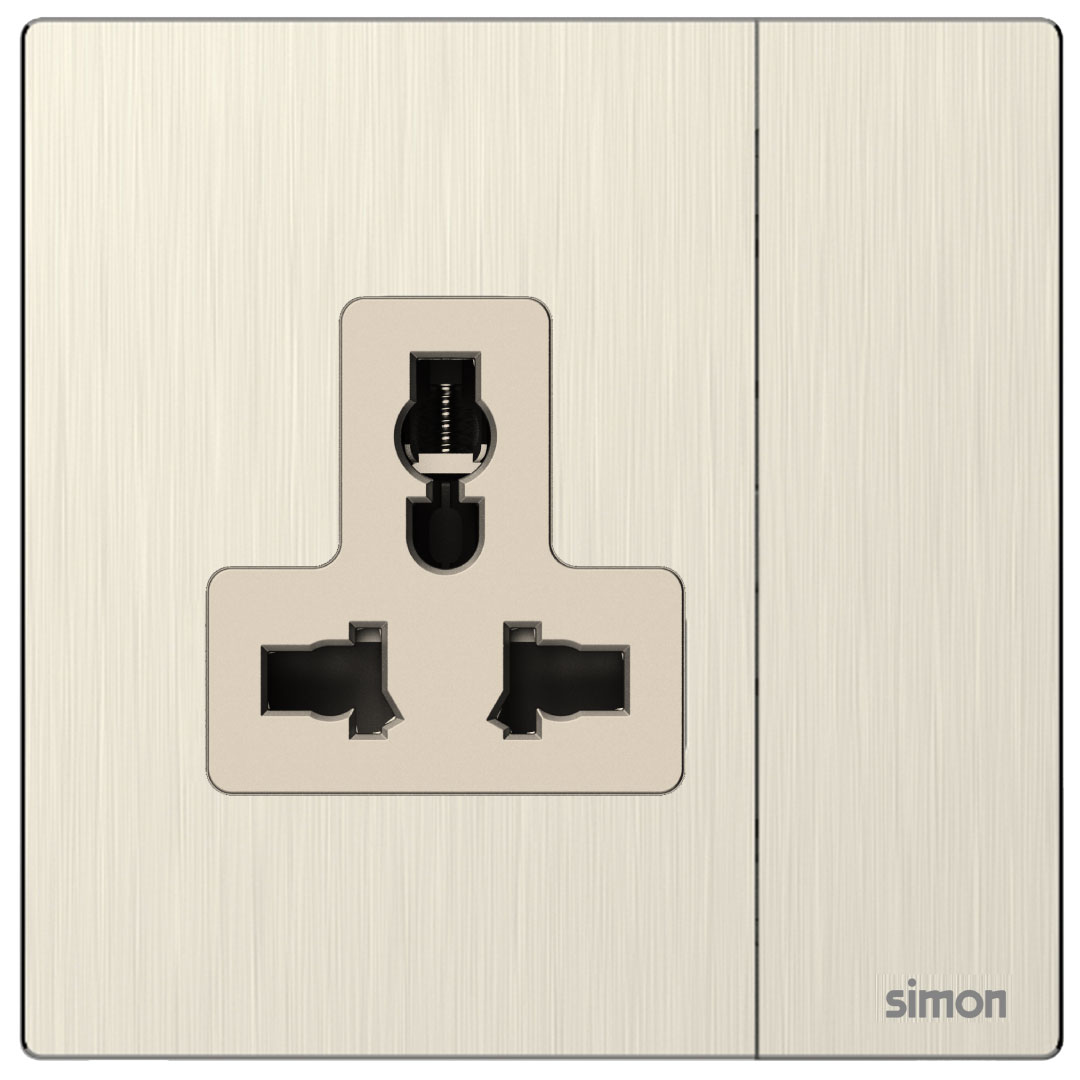 Simon Multi plug Socket 13A M7-Satin Gold