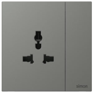Simon 1G International Multi-plug socket M7-Platinum Grey