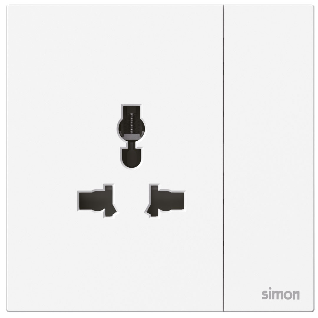 Simon 1G International Multi-plug socket M7-Platinum White