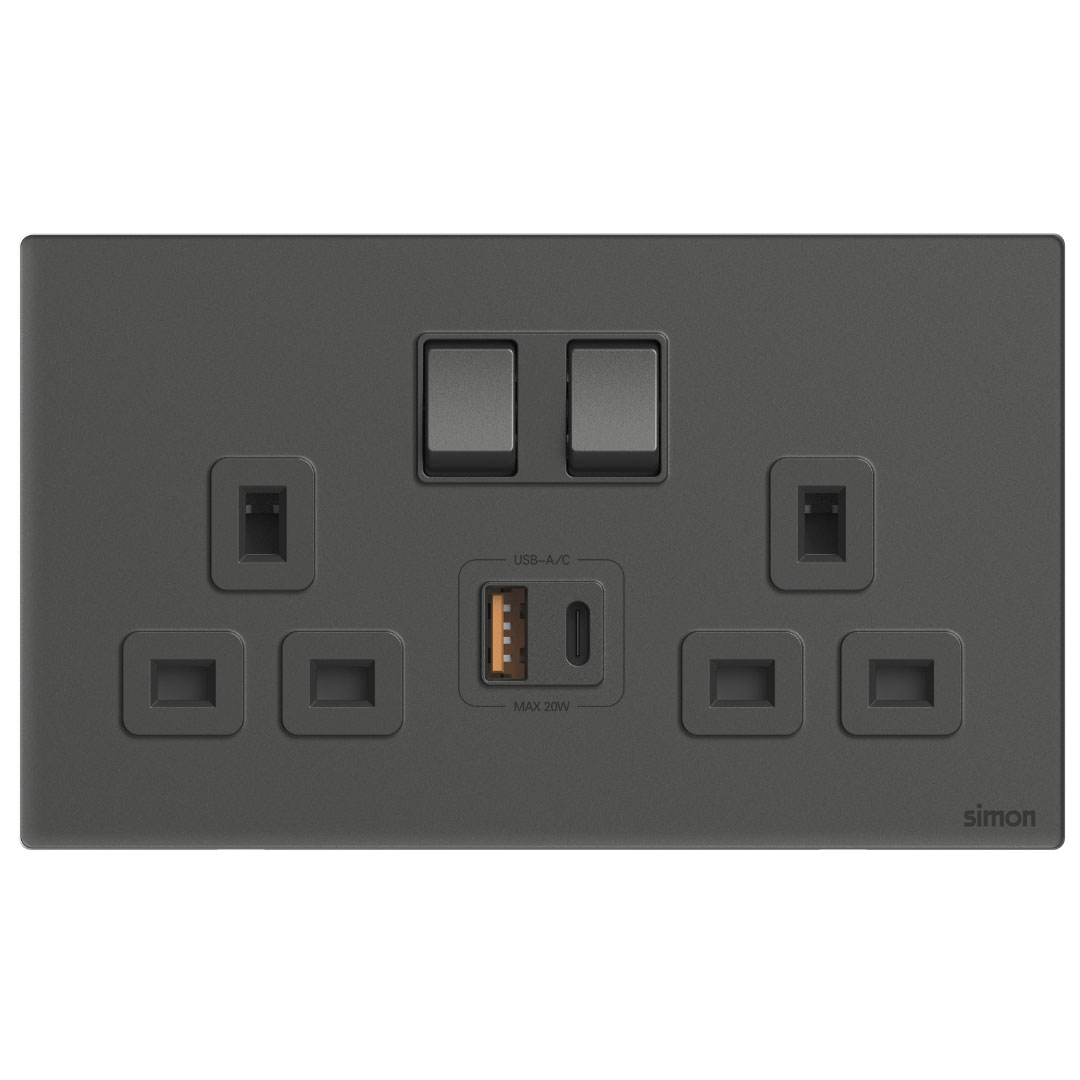 Multi Socket Switched with USB A+C Chargers M7-Gem