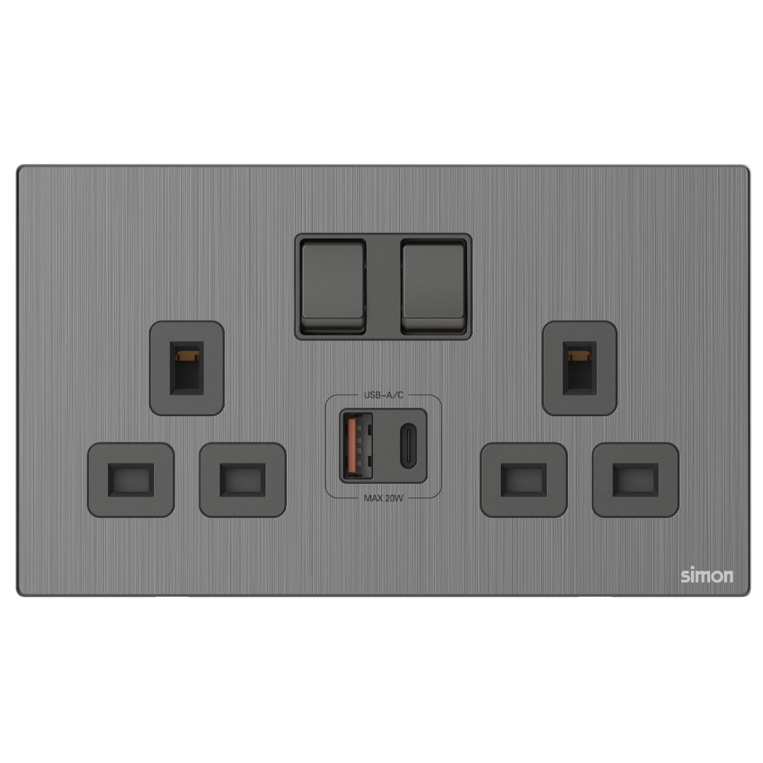 Multi Socket Switched with USB A+C Chargers M7-Metal