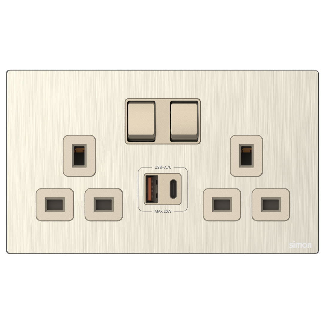 Multi Socket Switched with USB A+C Chargers M7-Metal