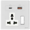 667253-4F Multi Socket Switched with USB A+C Chargers M7-Gem