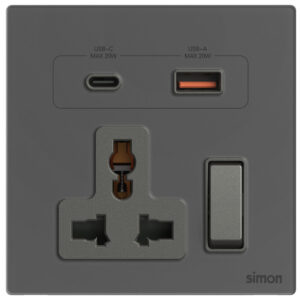 Multi Socket Switched with USB A+C Chargers M7-Gem