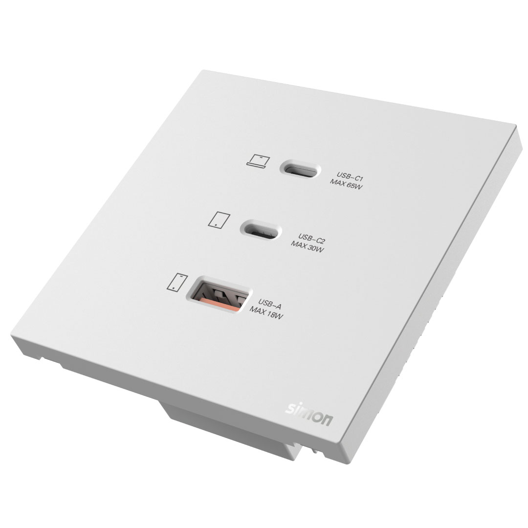 66e722-30 USB A+C Chargers M7-White USB A: 5V 2.4A Type C: 65W