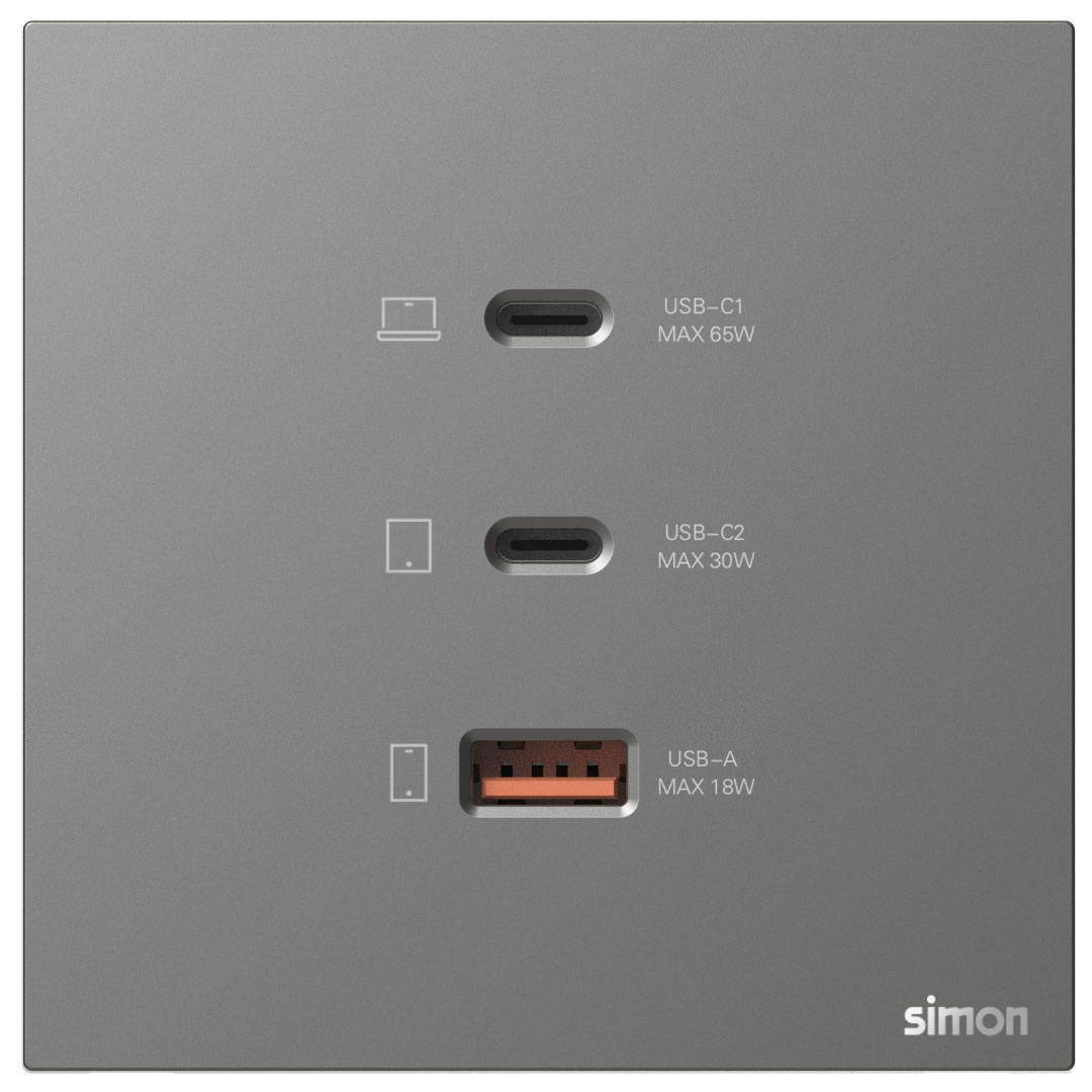 66e722-6Q-FRONT USB A+C Chargers M7-White USB A: 5V 2.4A Type C: 65W