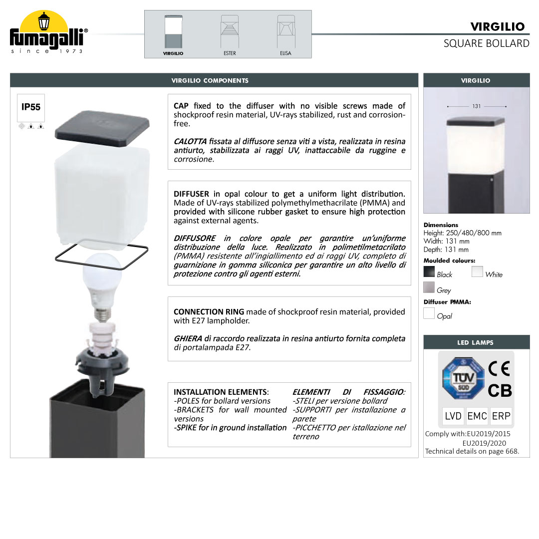 VIRGILIO 500 Bollard Light materials